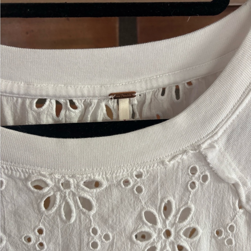Free People white Sadler floral mini dress with Eyelet detail size small: boho - Picture 3 of 4